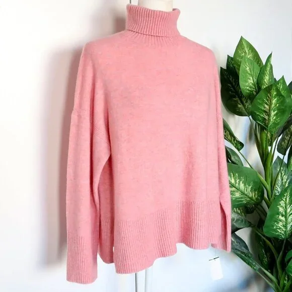 J. Crew Pink Merino Wool Alpaca Knit Turtleneck Sweater in Supersoft Yarn M